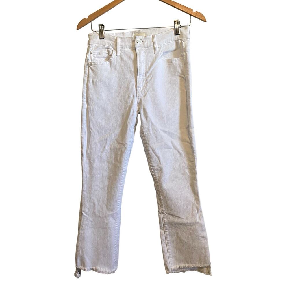 MOTHER The Insider Crop Step Ankle Fray Fairest of Them All White Jean Size 28